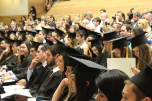 a group of people in graduation gowns